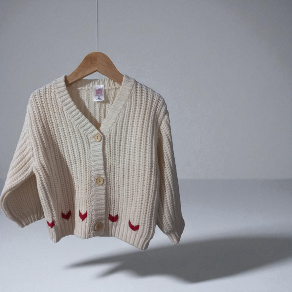 Saco, cardigan, diseño con corazones, para niño o niña